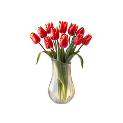Vibrant Red Tulips in Elegant Glass Vase