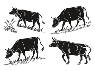 cow sihouette blackvector bundle