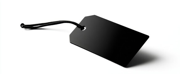 The black tag with string creating a minimalist design for branding ideas.