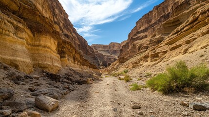 Majestic Desert Canyon Landscape Under Blue Sky