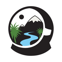 Space Helmet Ecosystem Vector Art Scene