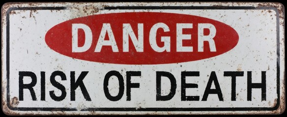 Fototapeta premium The warning sign indicating danger and risk of death in industrial settings.