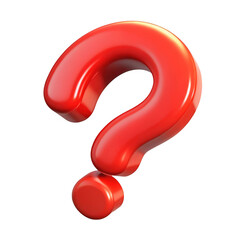 3d red question mark isolated on transparent background