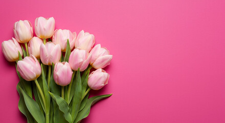 A bouquet of light pink tulips arranged in a loose copy