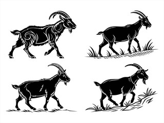 goat silhoette black vector bundle