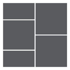 5 Empty geometric photo collage grid rectangle template shape. Modern tiles pattern mosaic for portfolio presentation. Background and photo album for wall mood board