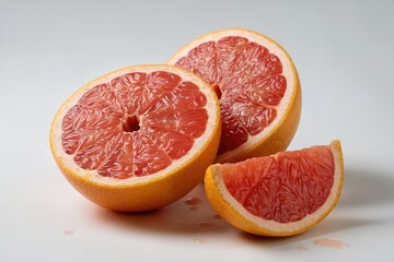  Red grape fruit on the table white background