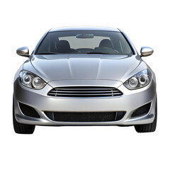 Silver Car Front View &ndash; Sleek and Modern Vehicle Design on Pure White Background

