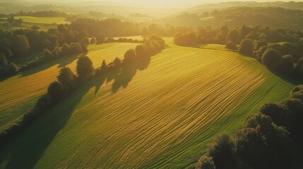 Golden Hour Countryside Aerial Photography