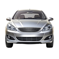 Silver Car Front View &ndash; Sleek and Modern Vehicle Design on Pure White Background

