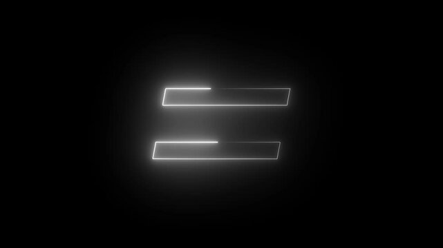 glowing neon light equal sign animation equal icon symbol on black background. neon math symbols equal icon animation concept