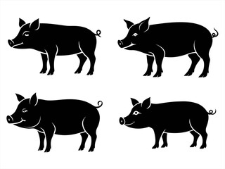 pig sihouette black vector bundle