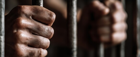 The Hands Gripping Metal Bars Illustrating Captivity and Despair