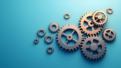 Gears and cogs interlocking, teamwork and business process