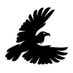 Black silhouette of a soaring eagle, vector illustration