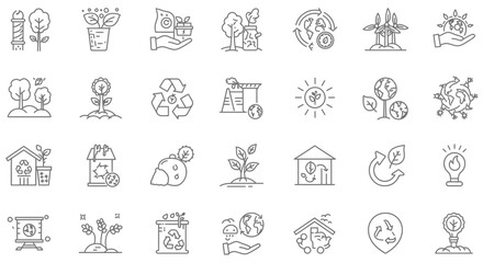 Eco-Friendly and Sustainable Practices: A Set of Environmental Conservation Icons