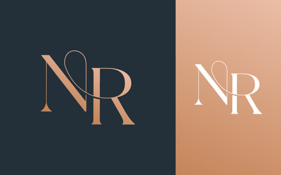 Initial letter NR RN logo design vector illustration for couple, wedding, and business