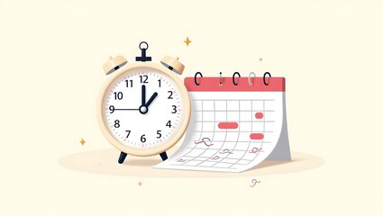 Time management concept with clock, calendar, and task list