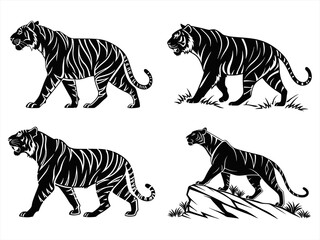 tiger sihouette black vector bundle