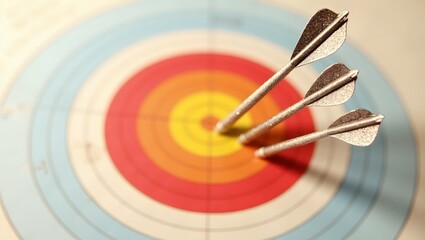 Bullseye target with arrows, focus and goal concept