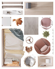 Children’s Room Furniture Set – Top View PNG