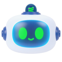 Chatbot Face Happy 3d icon in cartoon plastic style minimal isolated on transparent white background, clipping path