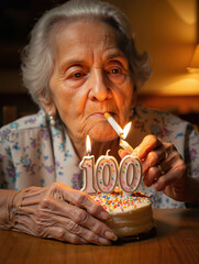 Elderly Woman Birthday Century Celebration