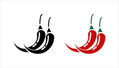 Red hot chili pepper icon set
 on white background
