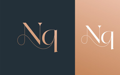 Initial letter NQ QN logo design vector illustration for couple, wedding, and business