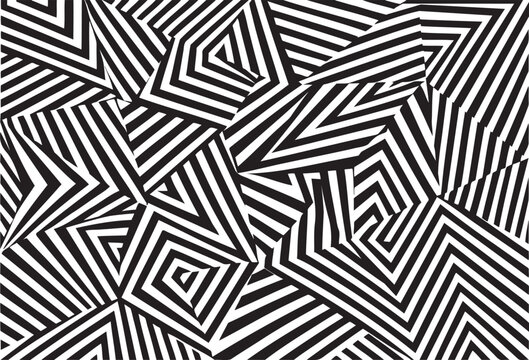 Abstract Dazzle Camouflage Pattern
Geometric Optical Illusion Stripes
Modern Black and White Op Art Design
Intricate Striped Camouflage Background