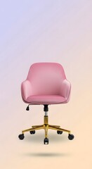 Elegant Pink Velvet Office Chair with Gold Base