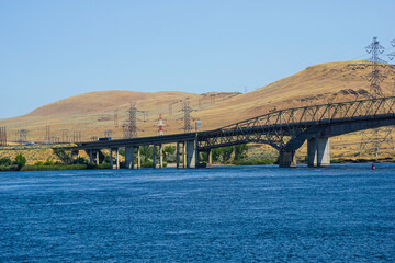 Bridge over Columbia River on Oregon Washington border in city of Umatilla © jdoms