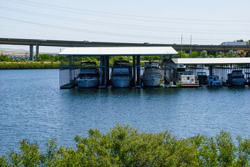 Boats docked in Marina in Umatilla Oregon