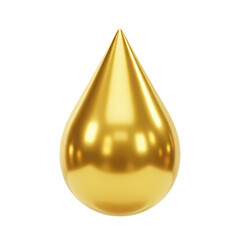 Gleaming Golden Drop A 3D Render of Liquid Gold isolated on transparent bacckground