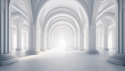 Obraz premium white corridor with arches abstract background
