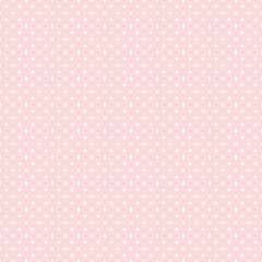 White polka dot seamless pattern on powder pink background with repeating round dots