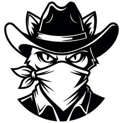 Mysterious Bandit in Western Gear Cool Cowboy Cat Design