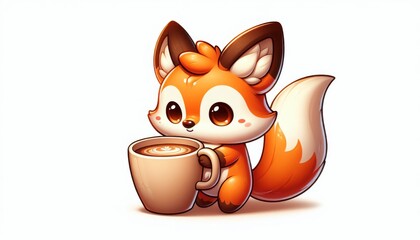Obraz premium Cute Orange Fox Enjoying a Warm Drink