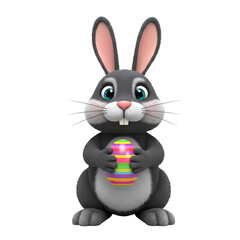 Fototapeta premium Easter Bunny with Decorated Egg isolated on transparent bacckground