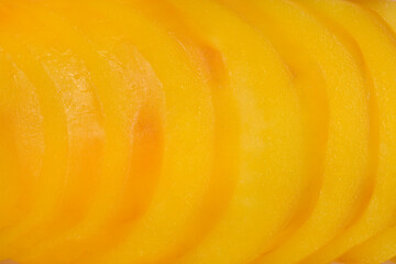 A close-up of sliced boiled potato, showcasing its vibrant yellow color and layered texture