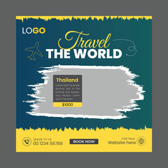 Obraz premium Travel agency social media post and web banner template design