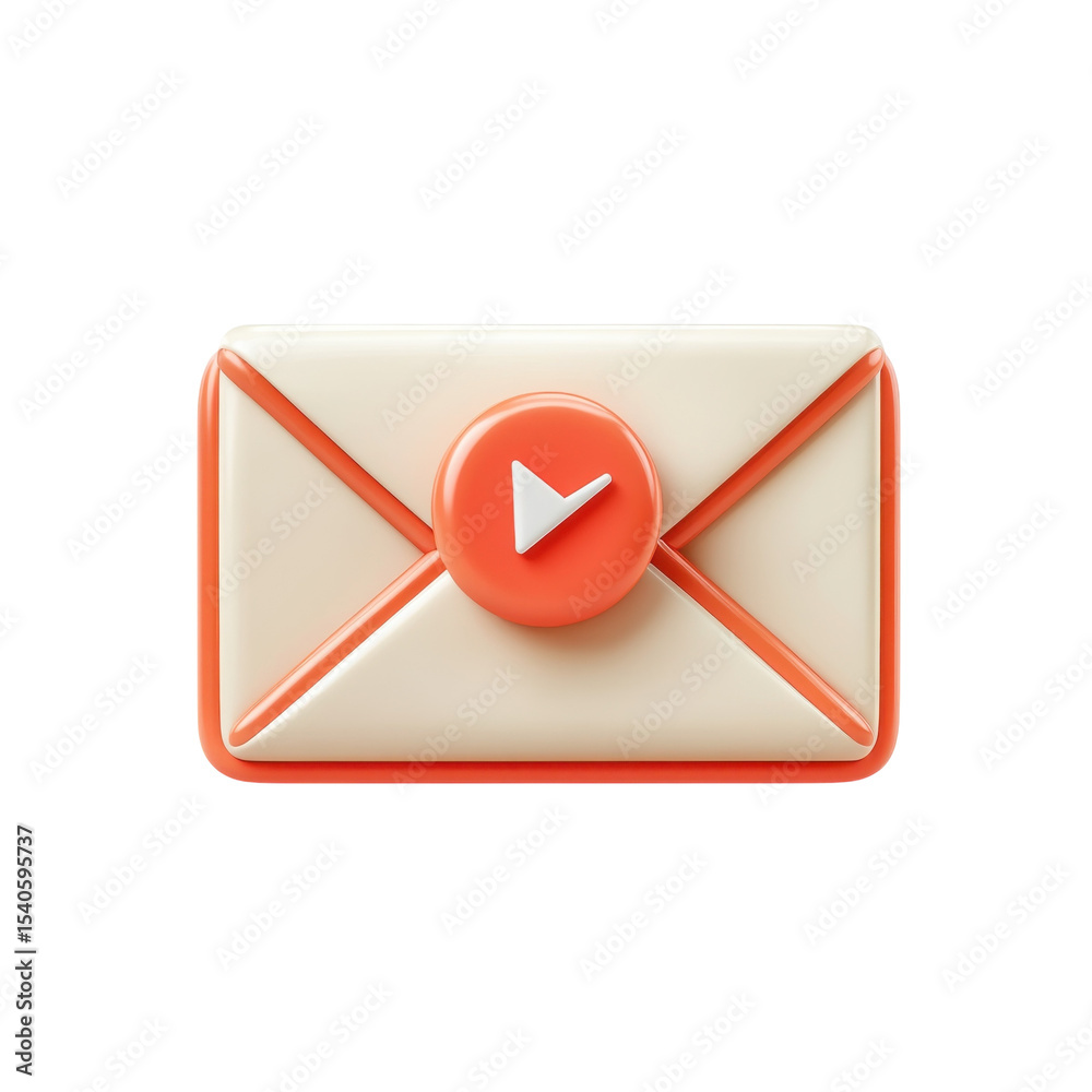 Poster notification icon 3d rendering of email with checkmark digital on transparent background