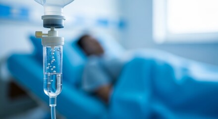 Sharply focused shot of an intravenous drip, representing hospital care, therapy, and health. Perfect for medical and wellness themes.