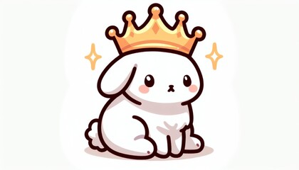 Fototapeta premium Adorable White Bunny Wearing a Golden Crown