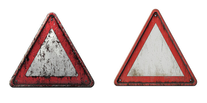 Urban traffic hazard warning signs safety close-up image collection