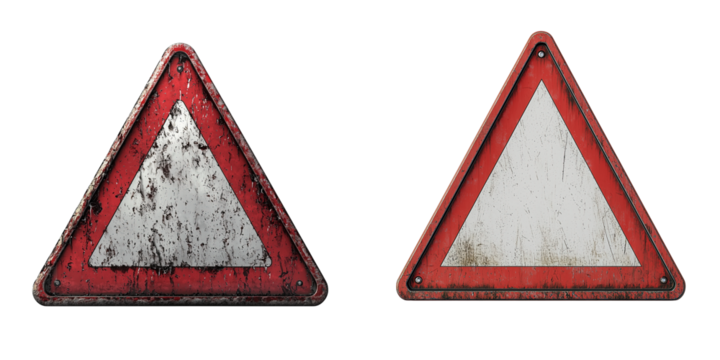 Urban traffic hazard warning signs safety close-up image collection