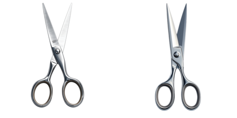 Scissors cutting paper - clean home workspace product photography