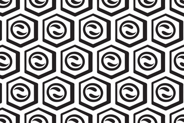 Modern minimal hexagonal abstract pattern in black and white Vector