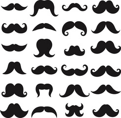Minimalist Mustache Icon Pack with Multiple Styles