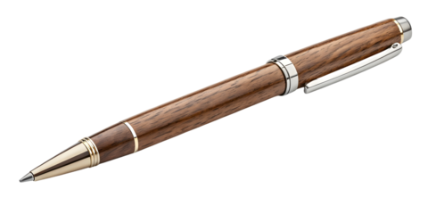 A brown wooden ballpoin isolated on white or transparent background